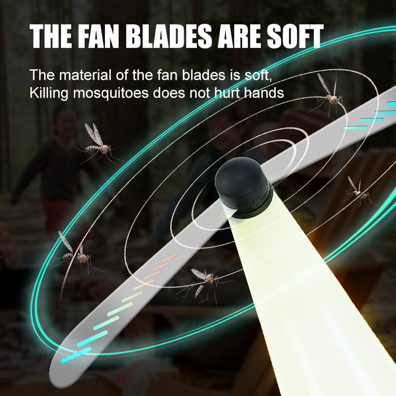 Outdoor Multifunctional Fly Repelling Fan and Mosquito Repeller with Blade Charging Light