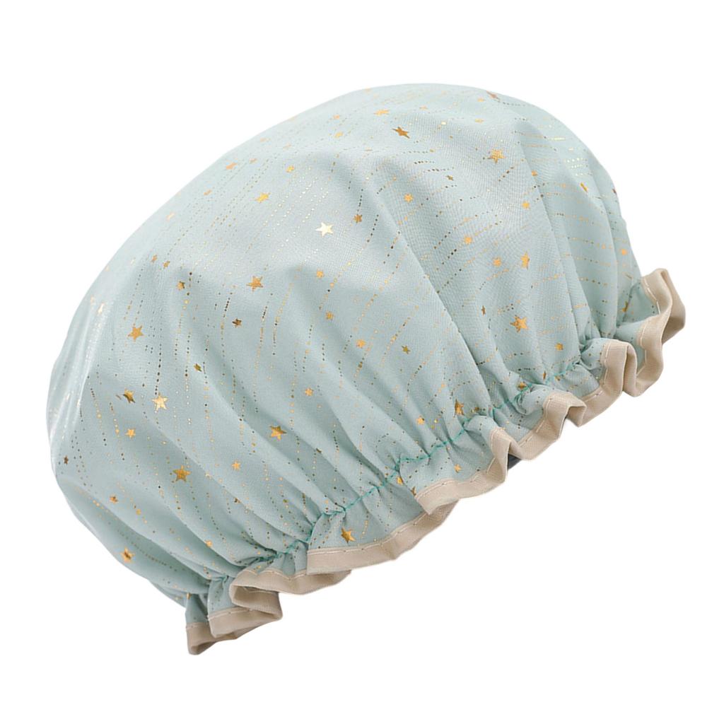 Двойная шапочка для душа Водонепроницаемая шапочка для волос Горячая золотая напечатанная териленовая хлопковая шапочка для душа для купания женщин