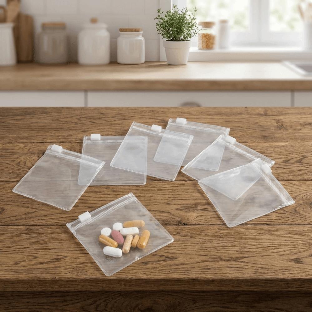10PCS Clear Zipper Pill Bags Reusable Pill Pouch Multi-functional Small Item Storage Bag for Home