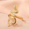 Stainless Steel Rings Minimalist Geometric Personality Snake Adjustable Open Ring Fashion Trending Ring For Women Zircon Gifts