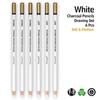 Dainayw White Charcoal Pencils 6 Pcs Smooth Soft Medium Sketch Pencil Drawing Set for Highlighting Blending