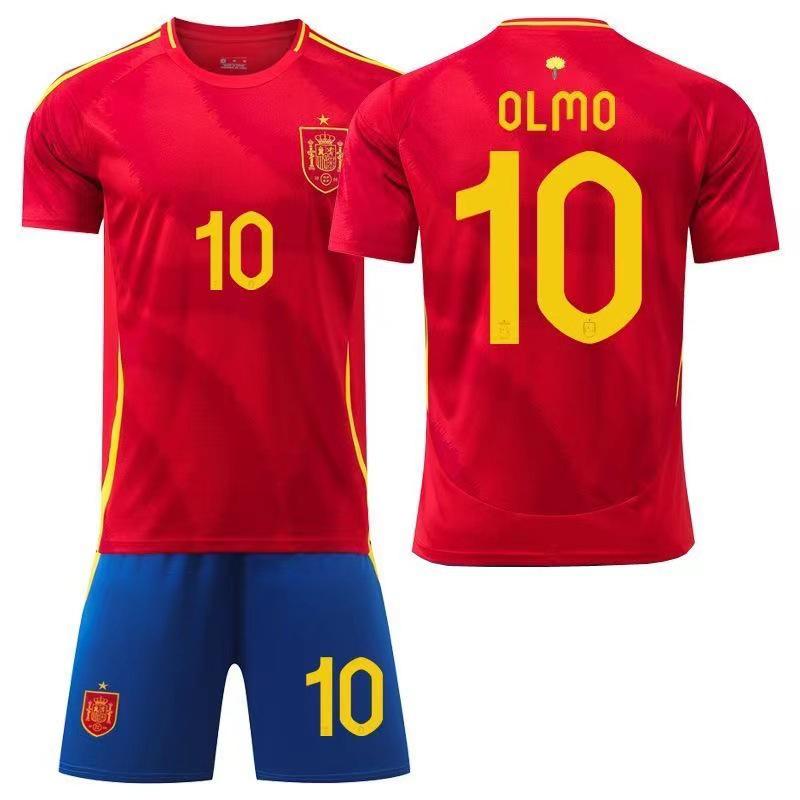 2024 European Home Jersey: Yamal #19 & Rodri #16 Short Sleeve Football Kit for Children and Adults