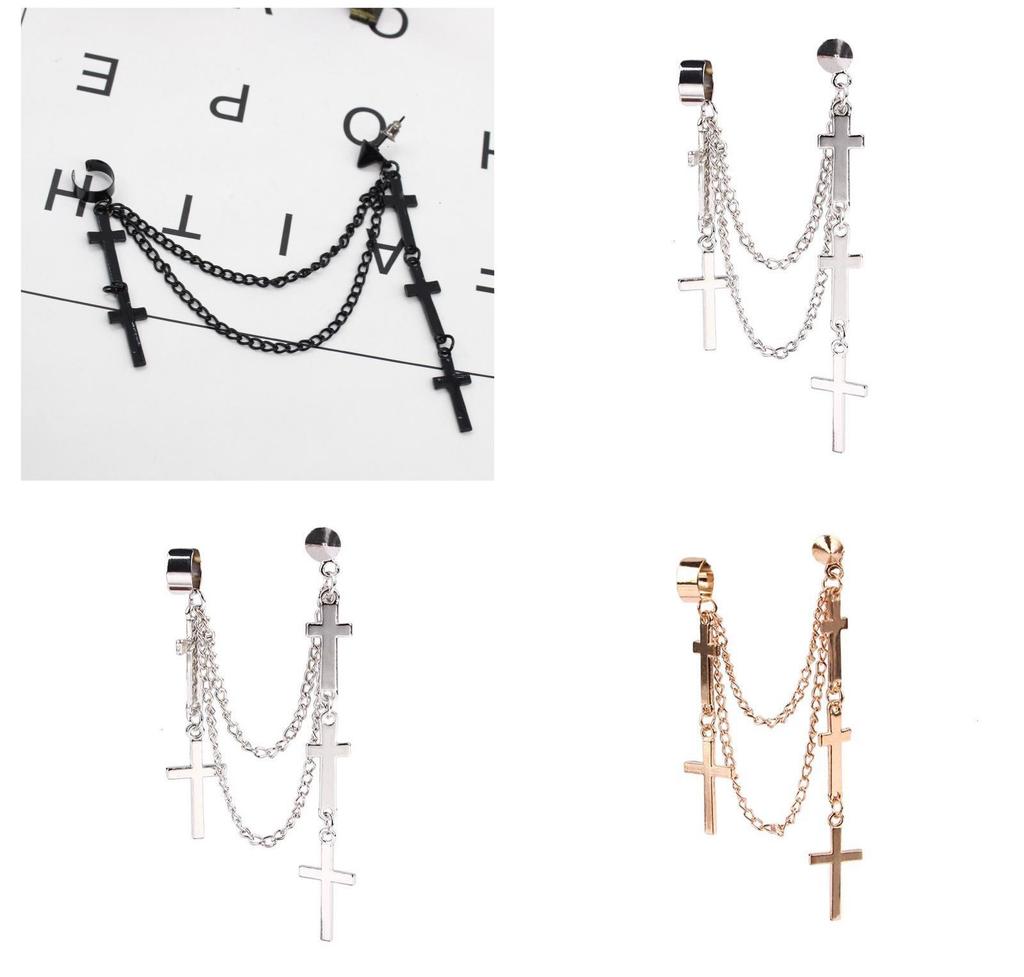 Punk Cross Drop Earrings With Alloy Metal For Womens Fashion Accessories