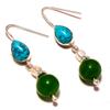 Серьги-подвески из бирюзы и зеленого оникса Санта-Роза 2 дюйма J4i03