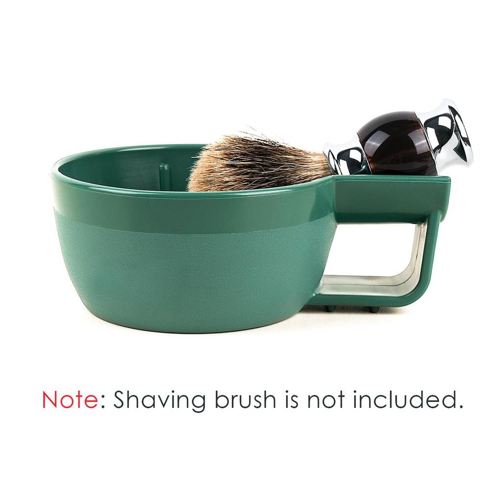 Linkidea Пластиковая чаша для бритья с широким большим легким вспениванием, чаша для крема для бритья мокрой бритвой для мужчин, нескользящая ручка, горловина, вместимость, ребра, (зеленый)