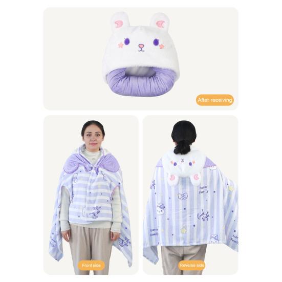 Ворсовый платок, одеяло с капюшоном, ветрозащитное, носимое одеяло, U-образная подушка для хранения, складная, переносная, с капюшоном