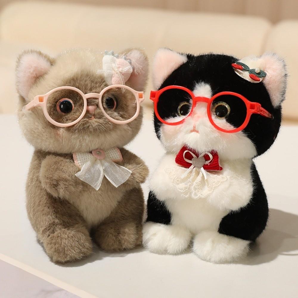 Fluffy Cute Cat Keychain Small Kawaii Glasses Key Ring Comfort Stuffed Animal Wallet Charms