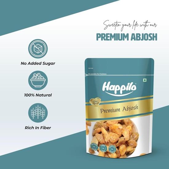 Happilo Premium Abjosh 200 г, натуральные сухофрукты Munakka, крупный золотистый изюм, натуральный сладкий, вкусный и полезный перекус, без искусственных ароматизаторов