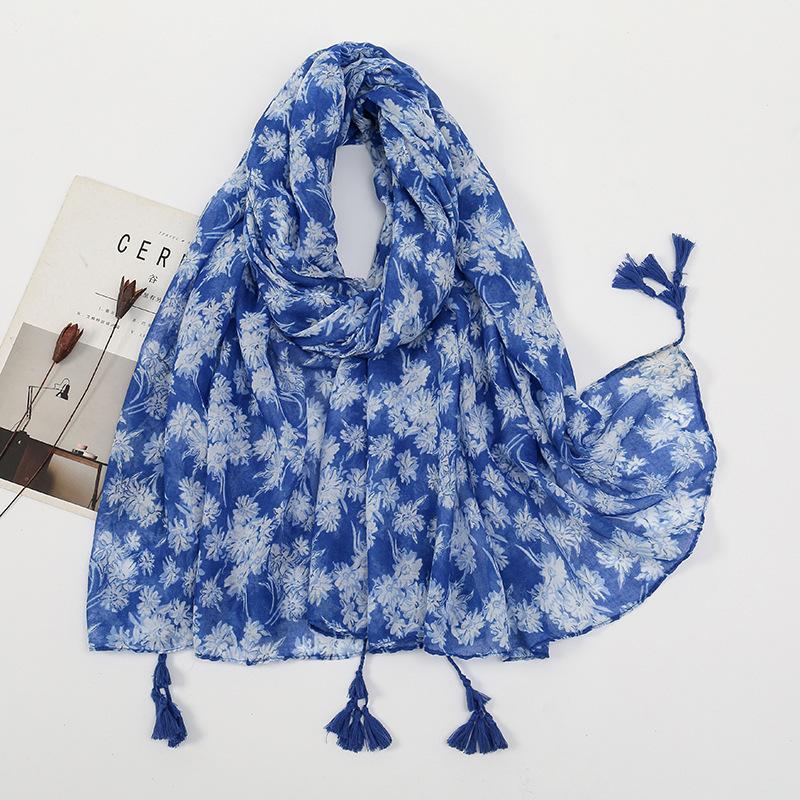 Korean Version of Xiaoxiang Style Cotton and Linen Hand-definition Fringe Scarf for Women  Fashionable  Casual Versatile and Warm Scarf Shawl