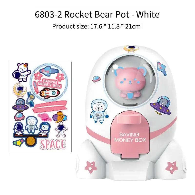Rocket Cartoon Astronaut Piggy Bank Cartoon Sticker for Manual Coin Deposit Children's Piggy Bank Toy Children's Day Toy Gift