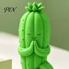 Забавное настольное украшение для коллег, 3D-печатная фигурка кактуса-йога, креативный настольный аксессуар со стабильным основанием, компактная статуэтка суккулента для медитации