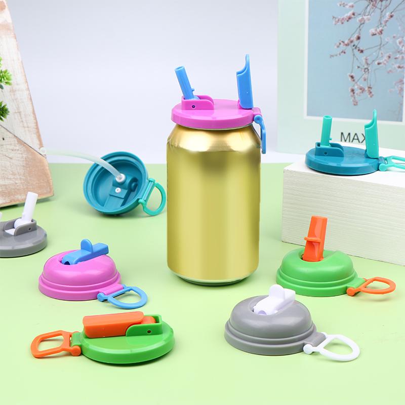 Крышка для банки с содовой с соломинкой Креативная герметичная пластиковая крышка для банки с напитком Крышка для чашки Подходит для консервированных напитков Многоразовая крышка для банки