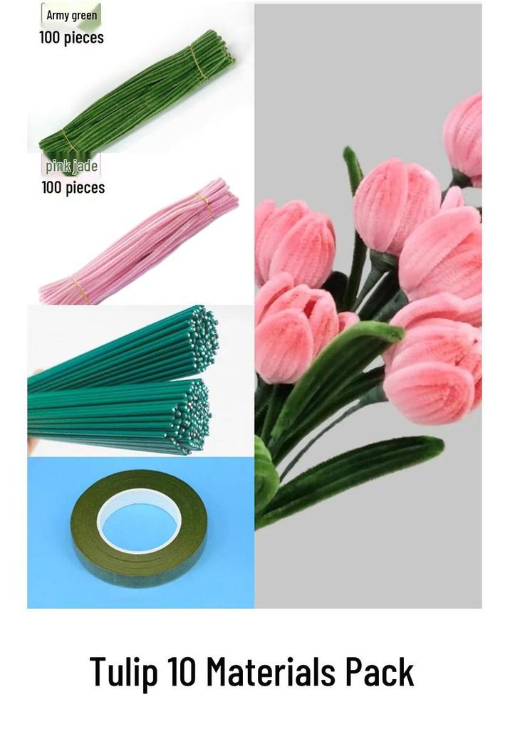 Thickened White Chenille Pipe Cleaners - Mixed Colors for DIY Bouquet Crafts