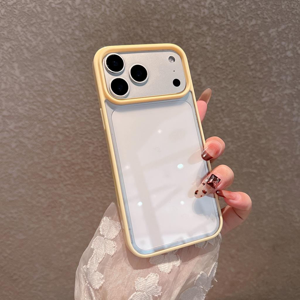 Candy Colored Border HD Transparent Acrylic case for iPhone 17 Air 16 Pro 15 14 13 12 11 Pro Max Shockproof Bumper Cover Funda
