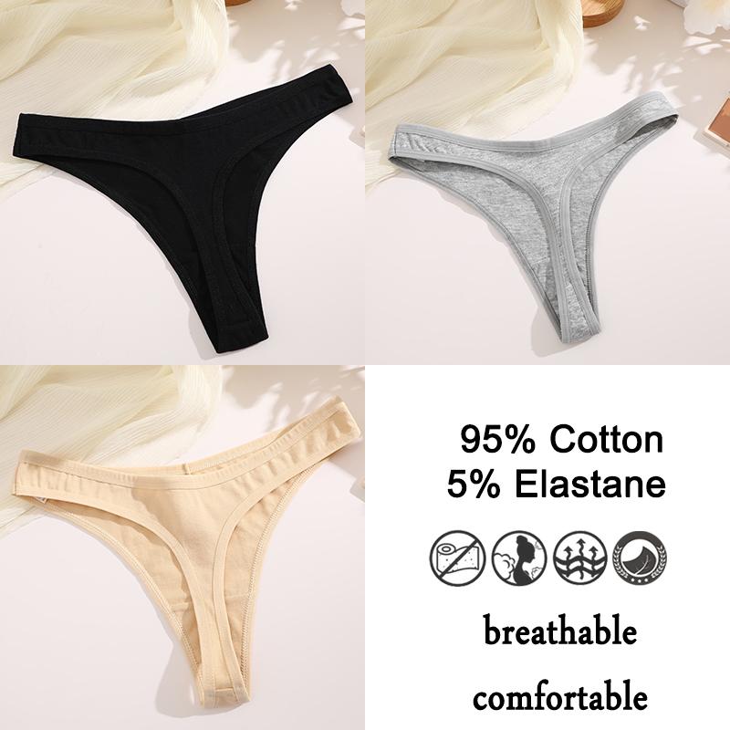 3шт/комплект хлопковые трусики стринги женские трусики сексуальное нижнее белье женское нижнее белье стринги для женщин однотонные интимные трусики