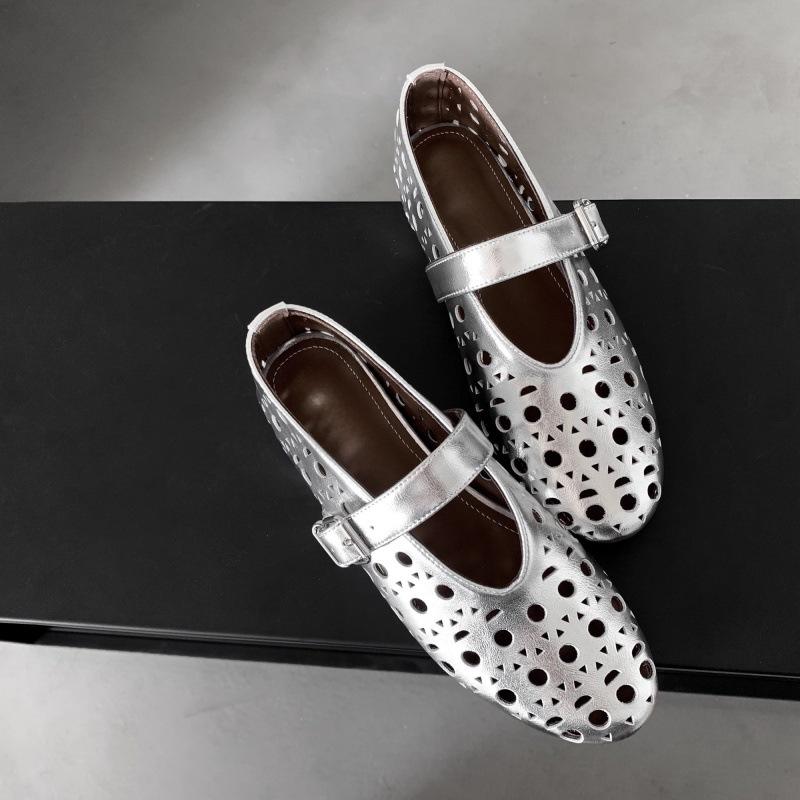 Мэри Джейн туфли женские 2025 весна и лето новые круглый носок дышащие повседневные универсальные увеличение роста ремешок с одной пряжкой полые балетки
