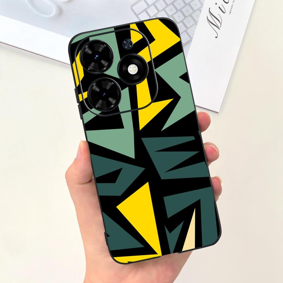 Чехол для Tecno Spark Go 2024 Милый Цветочный Узор Сердечки Конфетный Цвет Мягкий Силикон Тонкая Задняя Крышка Телефона Для Spark Go (2024) BG6