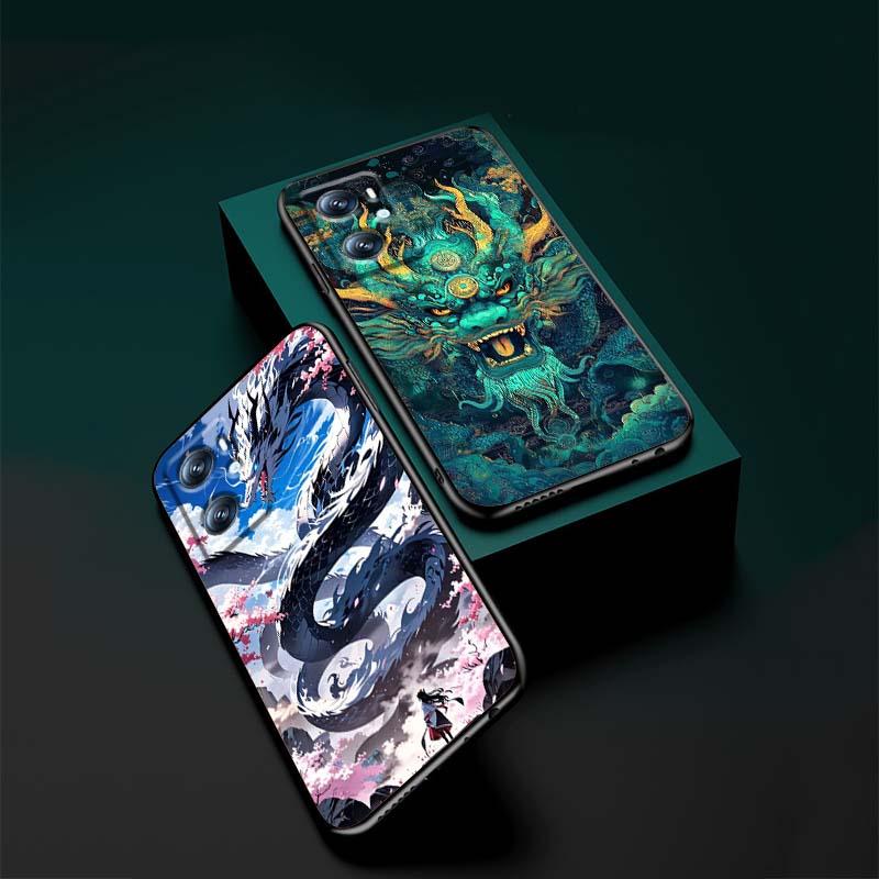 Дизайн с драконом для OPPO Reno 5 6 7 A96 A40 A58 Realme GT A74 A78 Neo2 A74 A78 Find X5 X3 X7 X8 Черный Чехол для Телефона
