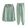 Pants Set Long Sleeve Hooded Thick Soft Warm Drawstring Elastic Waist Loose Pockets Sports Casual Top Ankle-banded