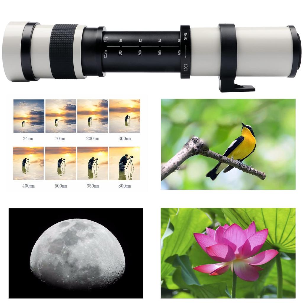 Lightdow Telephoto Zoom Lens for Canon Lens for Canon EOS Kiss X10i X9i X9 X8i X7i X6i X5 X4 X3 X2 X90 420-800mm F/8.3-16 EF/EF-S X10/250D