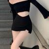 Black Split Mini Skirts Women Sum6mer Sexy Club High Waist Slit Skirt Streetwear Korean Party Fashion Irregular Slim A Line Skirt