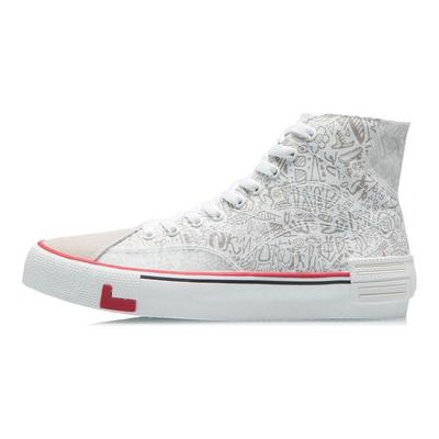 Li Ning We Are Canvas Hi Trendy Versatile Casual High-Top Sneakers Women Sneakers White Grey AECR012-1