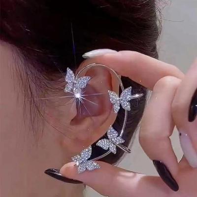 Серьги-крючки с бриллиантами в форме бабочки — клипсы без проколов, милые и модные серьги для поездок на работу, в стиле знаменитостей