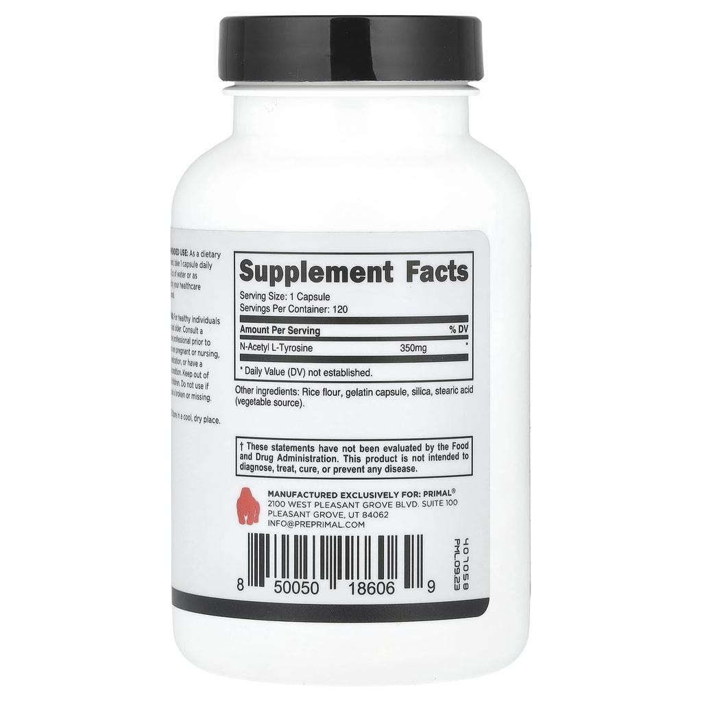 N-Acetyl L-Tyrosine, 350Mg, 120 Capsules