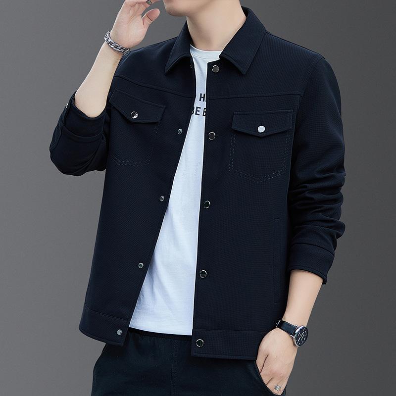 High Quality Work Jacket for Men Spring New Korean Style Lapel Business Casual Green Men's Jacket