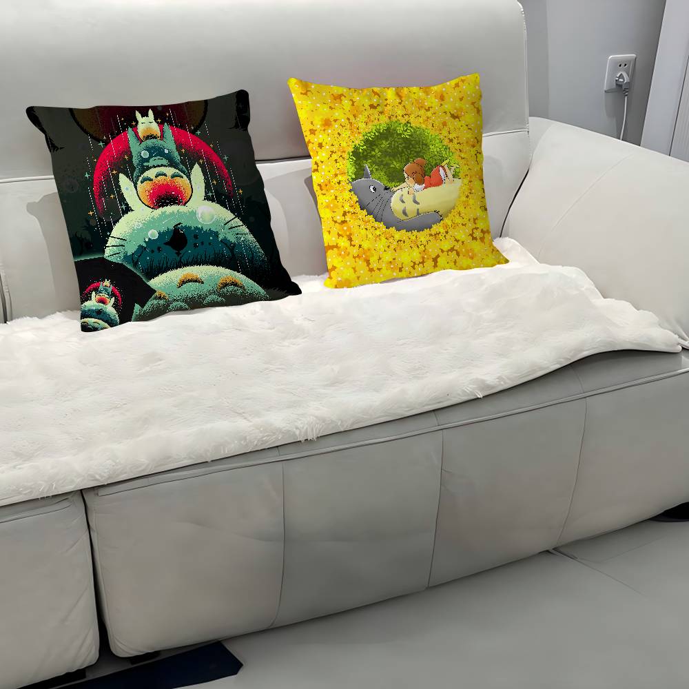 Anime M-My Neighbor Totoro Pillow Case Removable Washable Cushion Cover – All-Season Soft Linen