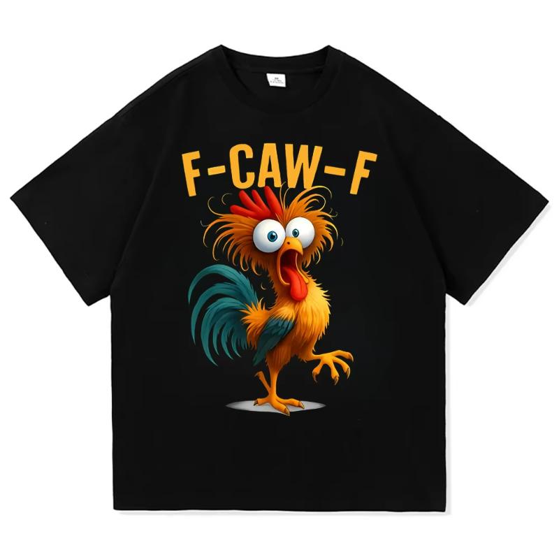 Смешная футболка F Caw F Chicken FCAWF Chicken Женская Мужская Оверсайз Y2k Футболка с круглым вырезом и коротким рукавом Идея для подарка Одежда