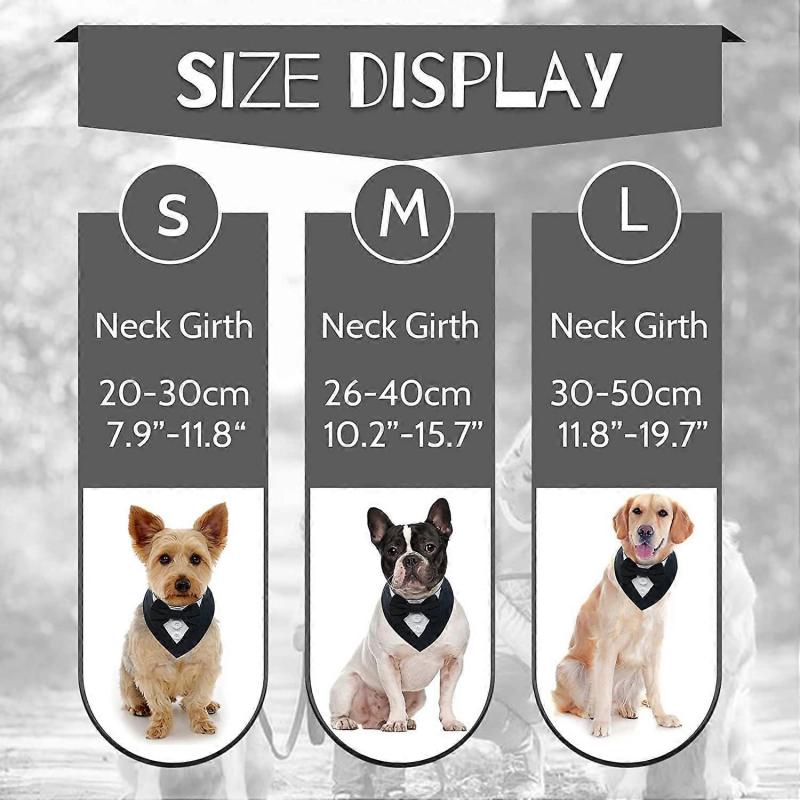 Dog Formal Collar Tuxedo Wedding Neckwear with Bow Tie, Adjustable Pet Tux Bandana for Small Medium Dogs and Cats, Gentleman Dress-Up for Wedding Vale