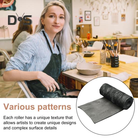 Валик для фактуры глины, инструмент для штамповки керамики, текстурированные скалки для моделирования керамической плиты, живописи