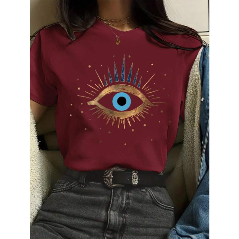 Женская футболка с коротким рукавом и принтом глаз