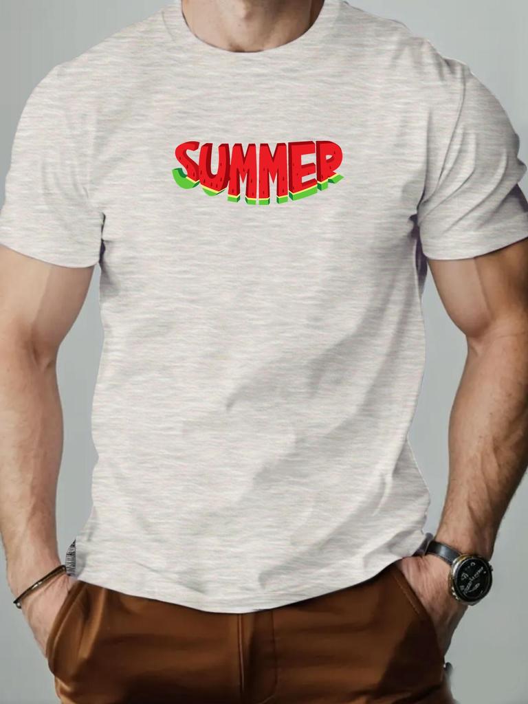 Mens cotton Tshirt watermelon character SUMMER summer round neck short sleeve graphic breathable fashion casual Tshirt
