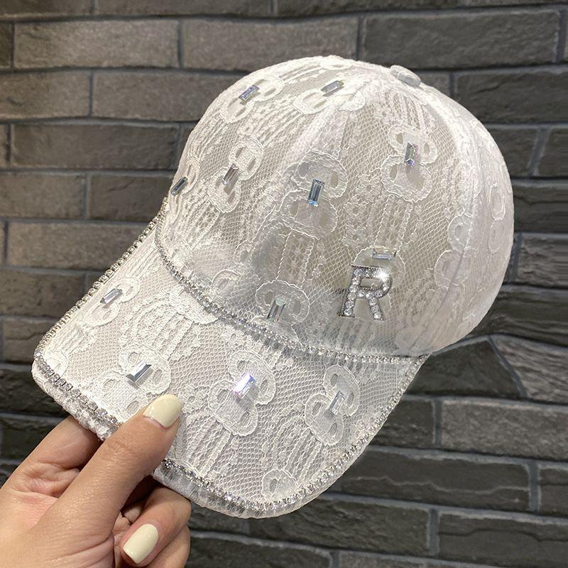 Бейсболка женская со стразами и буквой R мягкая кружевная кепка солнцезащитная летняя пляжная кепка для отдыха на природе