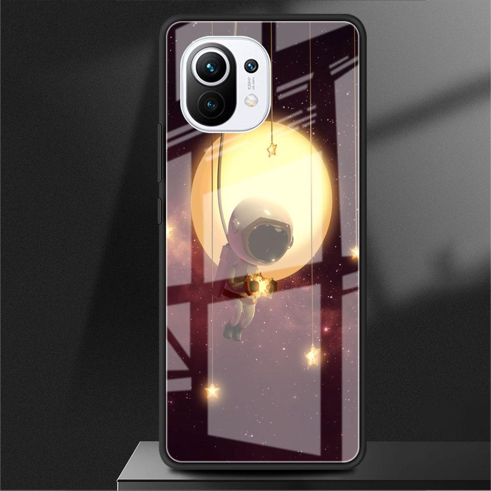Стеклянный чехол для Xiaomi Poco X3 NFC 11 Lite 11T F3 M3 для Redmi Note 11 10 9 8 Pro 10S 9S 9S 9A 9C, чехол для телефона космонавт, космический корабль