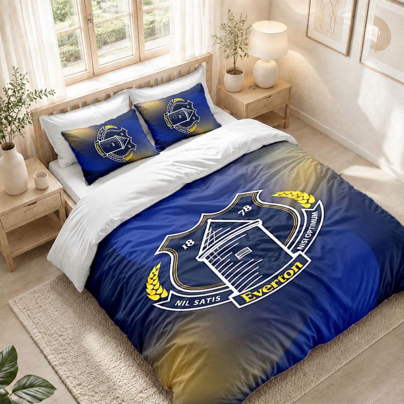 Bedding Set 1 Duvet Cover 2 Pillowcases Everton Football Print Bedroom Home Decoration