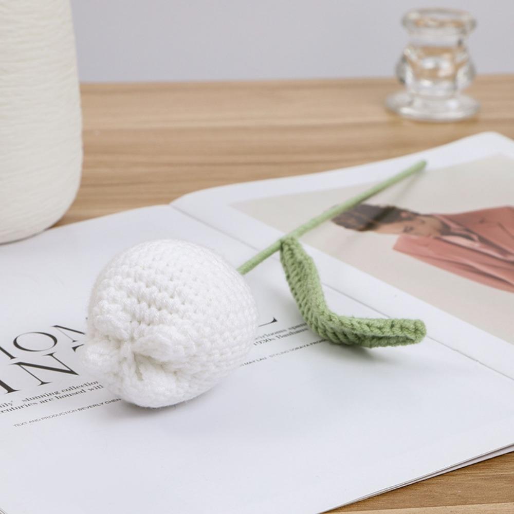 6 шт. вязаные крючком тюльпаны ручной работы вязаные цветы искусственные плетеные поддельные цветы со стеблями для украшения столов на День святого Валентина дома, свадьбы, вечеринки, офиса