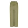 Women's High Waist Adjustable Knot Flowy Cotton And Linen Trousers Wide Leg Pants
