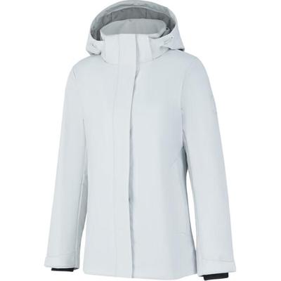 Li Ning однотонная короткая куртка-пуховик с капюшоном на молнии для женщин, верхняя одежда, цвет «капля воды», серый AYMU292-1