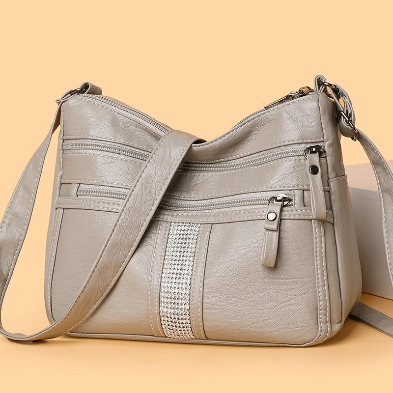 Сумка через плечо из мягкой кожи, сумка на плечо в стиле ретро, простая модная сумка большой вместимости с несколькими карманами для женщин