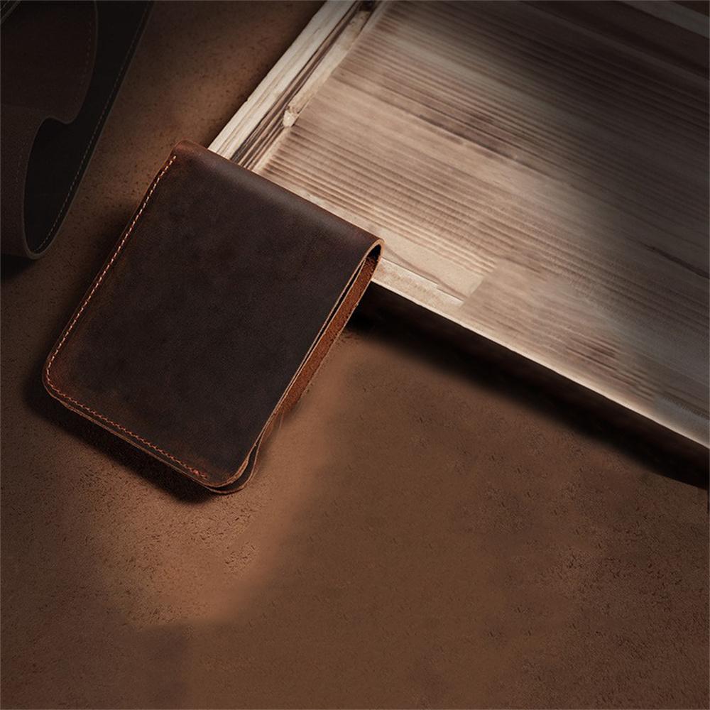 Новый Прочный Кошелек из Натуральной Кожи Коровьей Первого Слоя в Ретро Стиле Мужской Темно-Кофейного Цвета