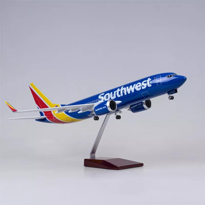 Большая модель самолета Southwest Airlines Boeing 737 Модели самолетов 1:Литые самолеты масштаба 85 со светодиодной подсветкой для домашнего декора Коллекцио