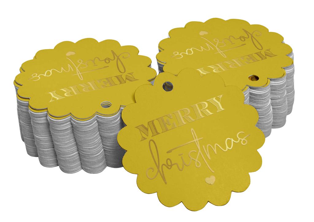 Inkdotpot Real Gold Foil Merry Christmas Tags Favor Hang Paper Tags 100