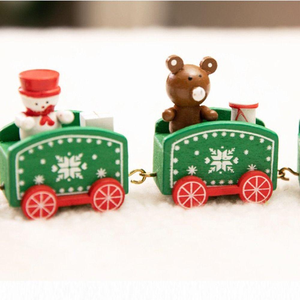 Cake Party Props Christmas Decoration Home Decor Christmas Ornament Window Ornaments Wooden Train