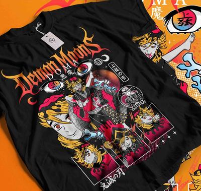 Дома Кимоно Клинок Рассекающий Демонов Т-shirt Убийца Демонов Танджиро Унисекс Черная Футболка 582