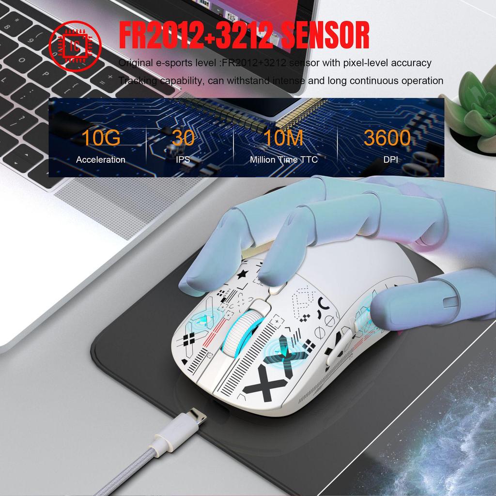 Игровая мышь 2.4G Bluetooth RGB с тремя режимами и аккумулятором 650 мАч