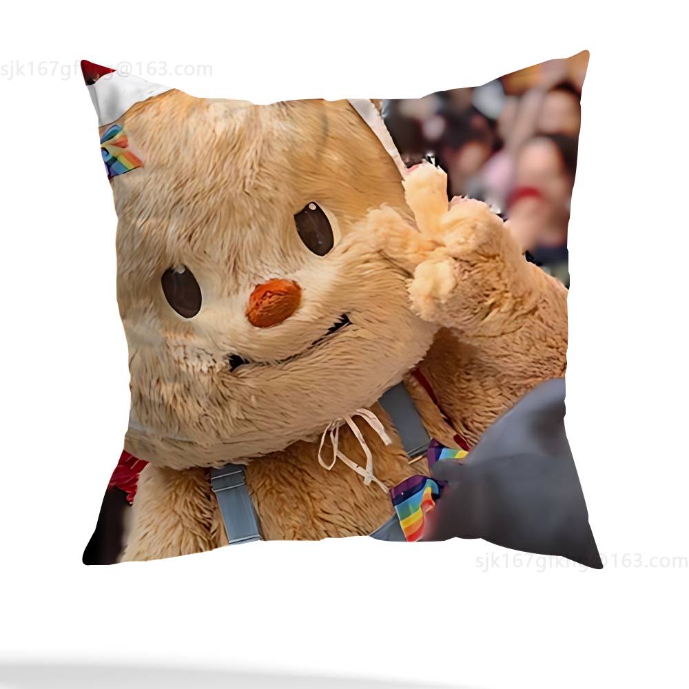 Butter bear Pillow Case Anti-dustmite Pillowcase Invisible zipper silky short plush Sofa cushion cover