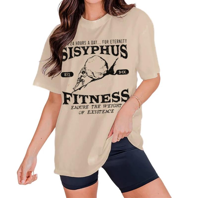 Sisyphus Fitness Funny TShirts Loose Vintage Workout T Shirt Greek Mythology Graphic Tee Personal Training Shirt Unisex Clothes